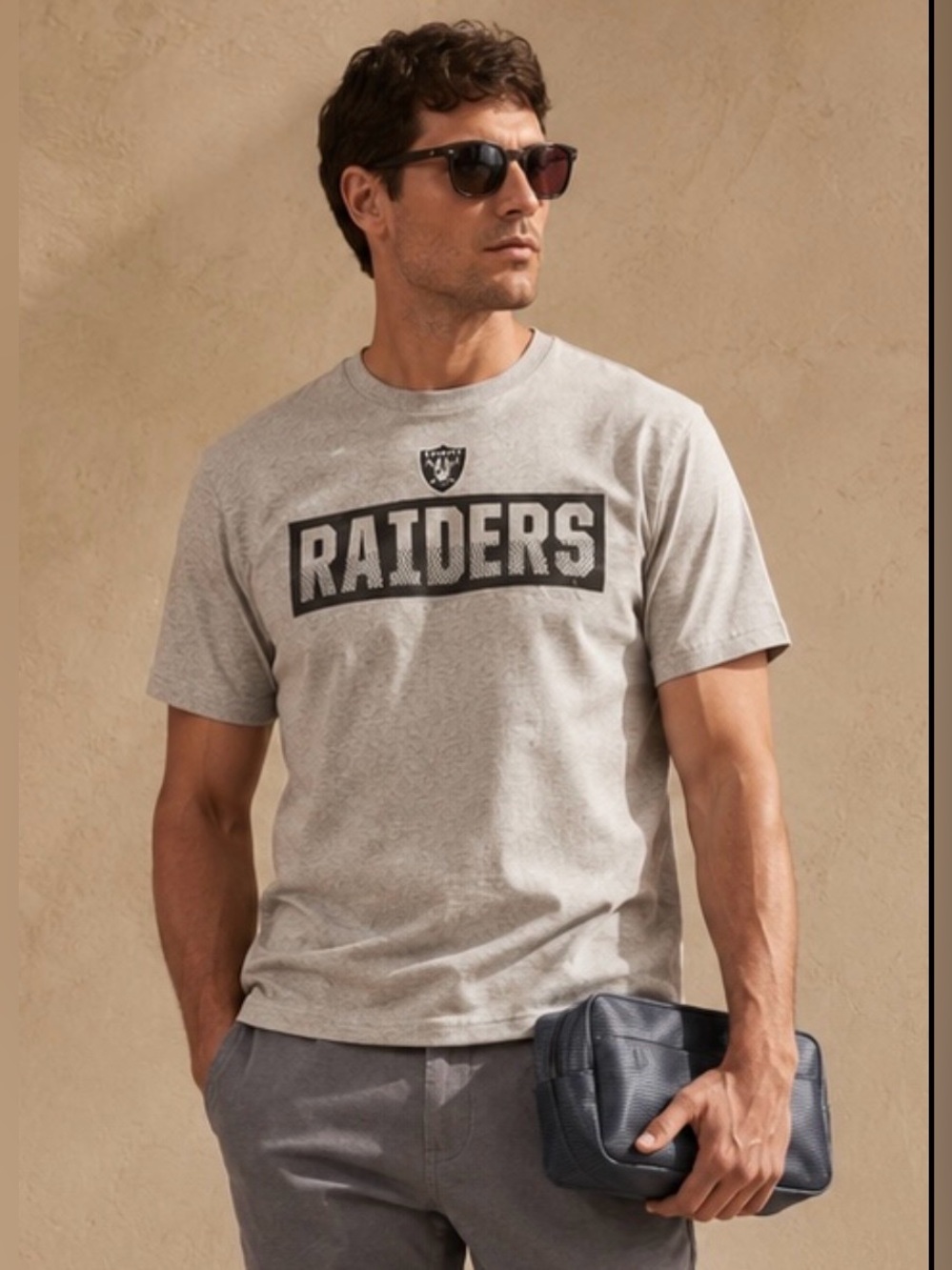 Las Vegas Raiders NFL Team Apparel Gray Graphic T-Shirt Size Large New